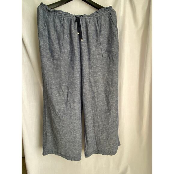 Linen and rayon chambray denim palazzo pants womens size 20 - 2XL flattering - Picture 1 of 4